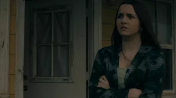 American Eagle Western Tribal Charcoal Stell Gray Shirt worn by Tabitha Matthews (Catalina Sandino Moreno) as seen in From (S02E09)