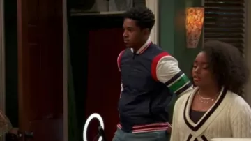 International Concepts Mens Color Therapy Bomber Jacket worn by Booker Baxter (Issac Ryan Brown) as seen in Raven's Home (S06E07)
