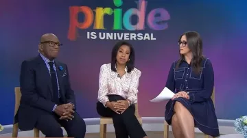 Claudie Pierlot Reinette Contrast Top-Stitch Silk Dress worn by Savannah Sellers as seen in Today on  June 21, 2023