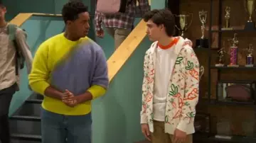 Anwar Carrots Full Zip Cot­ton Graph­ic Hood­ie worn by Neil (Felix Avitia) as seen in Raven's Home (S06E09)