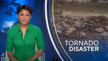 Hobbs London Tyra Shirt Dress worn by Jericka Duncan as seen in CBS Evening News on June 22, 2023