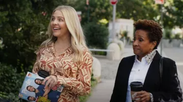 Chloe Long V-neck Blouse worn by Brooke Dubek (Heléne Yorke) as seen in The Other Two (S03E09)