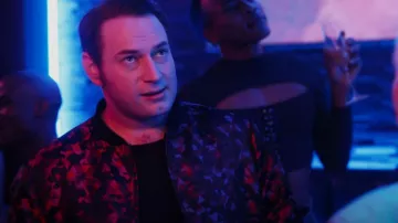 Bertigo Jon Mixed-Pat­tern Jacquard Bomber Jacket worn by Curtis Paltrow (Brandon Scott Jones) as seen in The Other Two (S03E09)