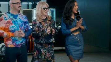 Preen El­da Asym­met­ric Flo­ral-Print De­voré-Satin Dress worn by Val as seen in Glow Up: Britain's Next Make-Up Star (S04E01)