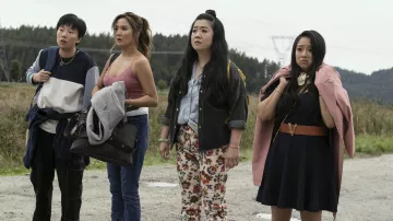 Anthropologie Floral pants worn by Lolo (Sherry Cola) as seen in Joy Ride movie