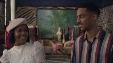 Sandro Striped shirt worn by Eric (Keith Powers) as seen in The Perfect Find