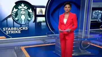 Kobi Halperin Drea Wide Leg Pants worn by Jericka Duncan as seen in CBS Evening News on June 23, 2023