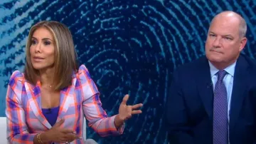 Smythe One-Button Plaid Blazer worn by Sara Azari as seen in Good Morning America on June 26, 2023