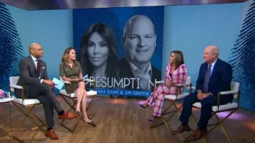 Smythe Wide-Leg Plaid Trousers worn by Sara Azari as seen in Good Morning America on June 26, 2023