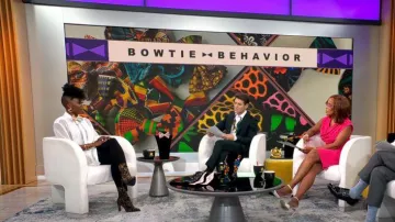 Robe Escada Diarina portée par Gayle King vue dans CBS Mornings le 26 juin 2023