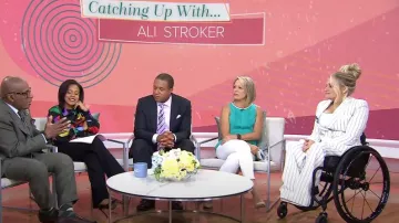 Derek Lam 10 Crosby Massimo Wide Leg Sailor Pants worn by Ali Stroker as seen in Today on  June 26, 2023