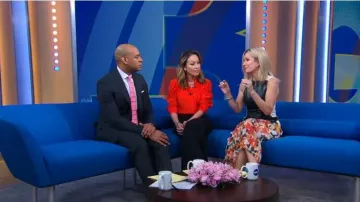 Proenza Schouler Floral Pleated Handkerchief Hem Skirt worn by Jennifer Ashton as seen in Good Morning America on June 27, 2023