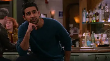 Todd Snyder Donegal Crewneck Sweater In Cornflower worn by Sid (Suraj Sharma) as seen in How I Met Your Father (S02E17)