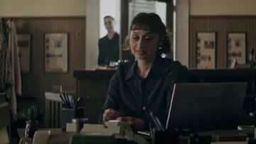 Veronica Beard Rowe­na Scarf Print Stretch Silk Blouse worn by Chrissy Beppo (Sofia Hasmik) as seen in Superman & Lois (S03E13)