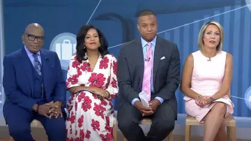 Eliza J Ella Cascade Robe fourreau en crêpe portée par Dylan Dreyer comme vu dans Aujourd’hui le 28 juin 2023