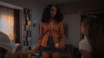Simkhai Magali Quilted Denim Mini Skirt worn by Kiela Hall (Daniella Perkins) as seen in grown-ish (S06E01)