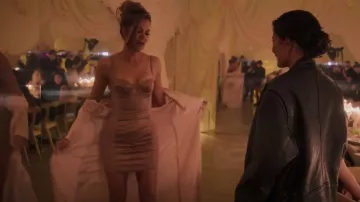 Gucci Women's Quilted Chemise Mini Dress In Rose worn by Khloé Kardashian as seen in The Kardashians (S03E06)