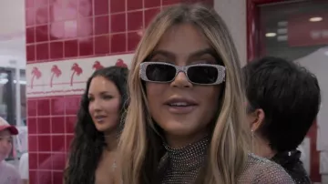 Balenciaga Dynasty Rectangle Sunglasses worn by Khloé Kardashian as seen in The Kardashians (S03E06)