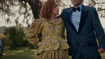 Batsheva Flo­ral-Print Ruf­fled Dress worn by Tiffany Freeman (Valyn Hall) as seen in The Righteous Gemstones (S03E03)