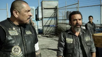 Vicepresidente Mayans MC Leather Vest Jacket worn by Obispo 'Bishop' Losa (Michael Irby) in Mayans M.C. (S05E04)