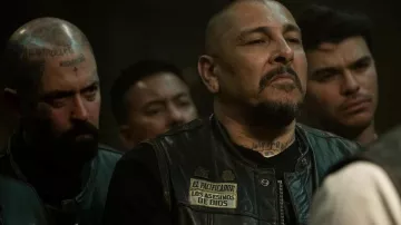 El Pacificator Mayans MC Vest Leather Jacket worn by Hank 'Tranq' Loza (Frankie Loyal Delgado) in Mayans M.C. (S05E05)