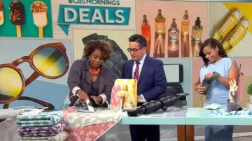 Alexia Admor Gianna Dress in Halogen Blue worn by Anne-Marie Green as seen in CBS Mornings on July 4, 2023