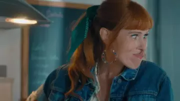The transparent Creole earrings with multicolored stones worn by Morgane Alvaro (Audrey Fleurot) in HPI: High Intellectual Potential (S01E08)