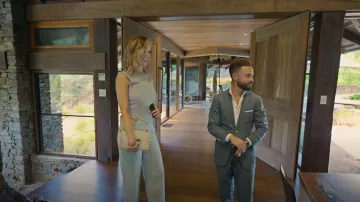 Dion Lee Ribbed Sleeveless Corset worn by Delta Goodrem as seen in Luxe Listings Sydney (S03E03)