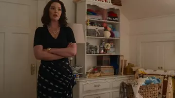 Dries Van Noten Black Syvan Printed Ruffle Midi Skirt worn by Tully Hart (Katherine Heigl) as seen in Firefly Lane (S02E13)