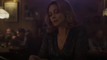 Maje Metallic-Effect Short-Sleeved Midi Dress worn by Missy (Sharon Lawrence) as seen in Joe Pickett (S02E06)