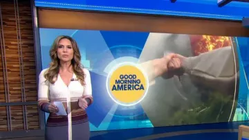Staud Sahara Stripe Shoko Vestido usado por Rhiannon como se ve en Good Morning America el 5 de julio de 2023