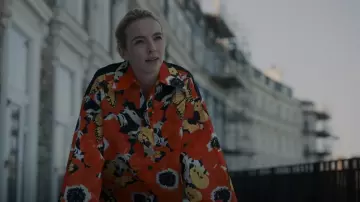 Loewe Floral Shirt Jacket In Red worn by Villanelle (Jodie Comer) as seen in Killing Eve (S04E05)