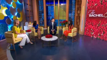 Ganni Ruched Floral-Print Mesh Dress worn by Charity Lawson as seen in Good Morning America on July 5, 2023