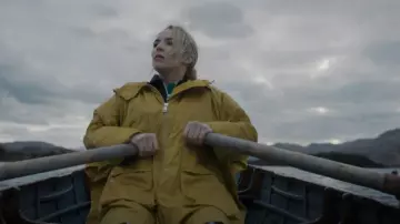 Moncler Women's Yellow Raincoat worn by Villanelle (Jodie Comer) as seen in Killing Eve (S04E06)