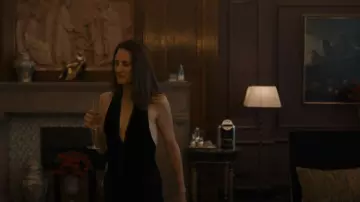 Saint Laurent Plunging V-Neck Velvet Waistcoat worn by Hélène (Camille Cottin) as seen in Killing Eve (S04E06)