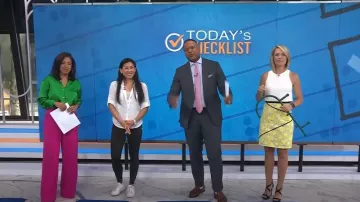 ABS Allen Schwartz Robe Midi Réservoir Brodée Florale Midi portée par Dylan Dreyer comme vu dans Aujourd’hui le 5 juillet 2023