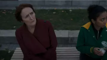 Harris Wharf London Pressed Wool Volcano Wrap Coat worn by Carolyn Martens (Fiona Shaw) as seen in Killing Eve (S04E08)