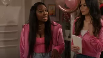 Victoria's Secret Velour Full-Zip Hoodie worn by Harper Bettencourt (Laci Mosley) as seen in iCarly (S03E07)