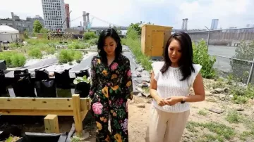 Carolina Herrera Long Sleeve Floral Shirt worn by Stephanie Hsu as seen in CBS Mornings on  July 6, 2023