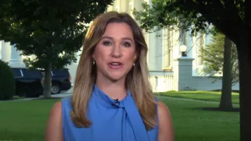 Miusol Tie Neck Zip Back Pencil Dress worn by  Caitlin Huey Burns as seen in CBS Mornings on  July 6, 2023