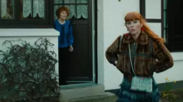 The brown Zadig & Voltaire fur jacket worn by Morgane Alvaro (Audrey Fleurot) in the HPI series: High Intellectual Potential (S02E08)