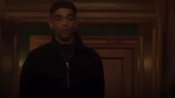 Reiss Den­nis Shear­ling Col­lar Jack­et worn by Gravik (Kingsley Ben-Adir) as seen in Secret Invasion (S01E02)