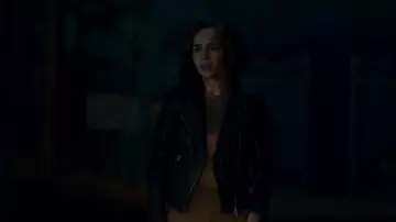 Allsaints Dal­by Leather Bik­er Jack­et worn by G'iah (Emilia Clarke) as seen in Secret Invasion (S01E03)