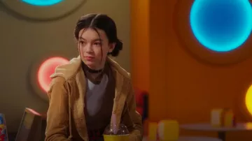 American Eagle Hooded Cropped Corduroy Button-Up Shirt worn by Claire (Thailey Roberge) as seen in Reginald the Vampire (S01E09)