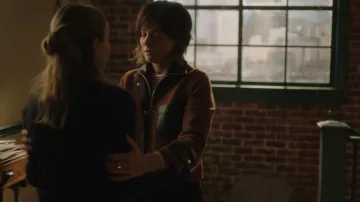 Club Monaco Cropped Wool & Leather Combo Jacket worn by Delilah Dixon (Stephanie Szostak) as seen in A Million Little Things (S05E12)
