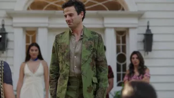 Erdem Edward bordado Chaqueta de un solo botón usada por Bell Prescott (Luke Kirby) como se ve en Panhandle (S01E07)
