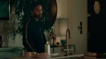Percival Stripe Jacquard Zip Vincent Jacket worn by Laurent (Francis Lovehall) as seen in Champion (S01E08)