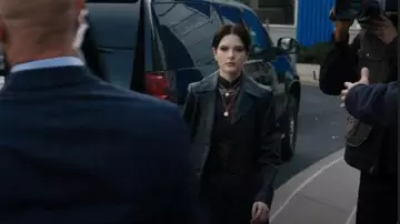 Babaton Floyd Leather Jack­et Leather Trench Coat worn by Detective Jet Slootmaekers (Ainsley Seiger) as seen in Law & Order: Organized Crime (S03E19)