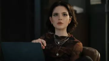 Ted Baker Lemonay Printed Mesh Top worn by Detective Jet Slootmaekers (Ainsley Seiger) as seen in Law & Order: Organized Crime (S03E19)