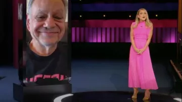 Autorretrato Vestido plisado de gasa sin mangas usado por Kelly Ripa como se ve en Generation Gap (S02E02)